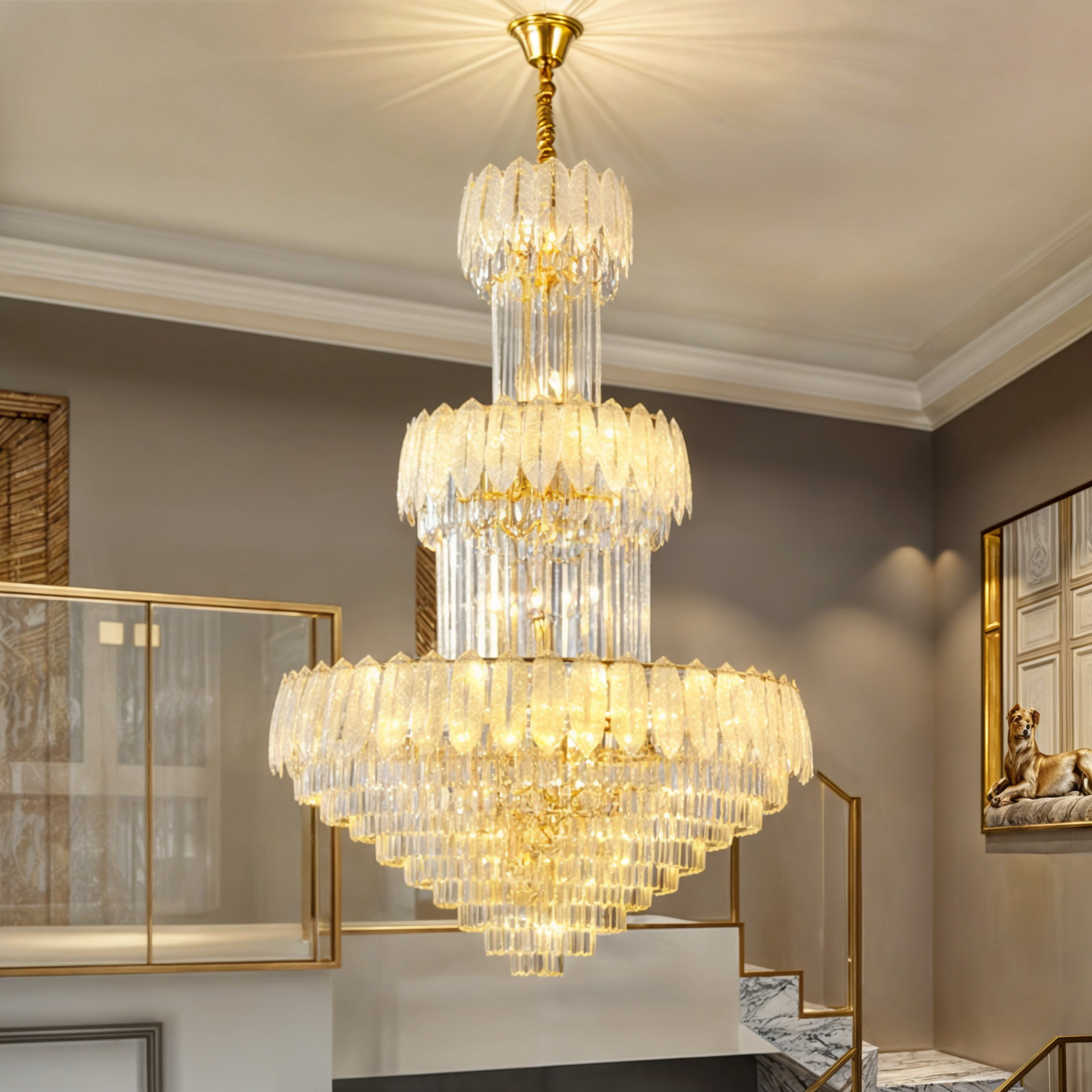 MODERN CHANDELIER LIGHTING - CRYSTAL FEATHER CHANDELIER