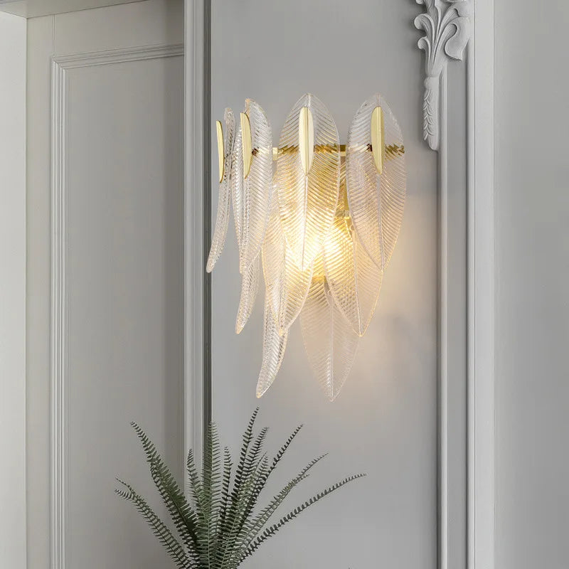 MODERN GLASS FEATHER WALL LAMP