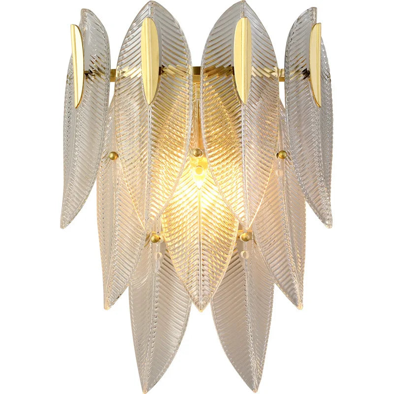 MODERN GLASS FEATHER WALL LAMP