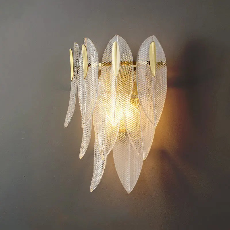 MODERN GLASS FEATHER WALL LAMP