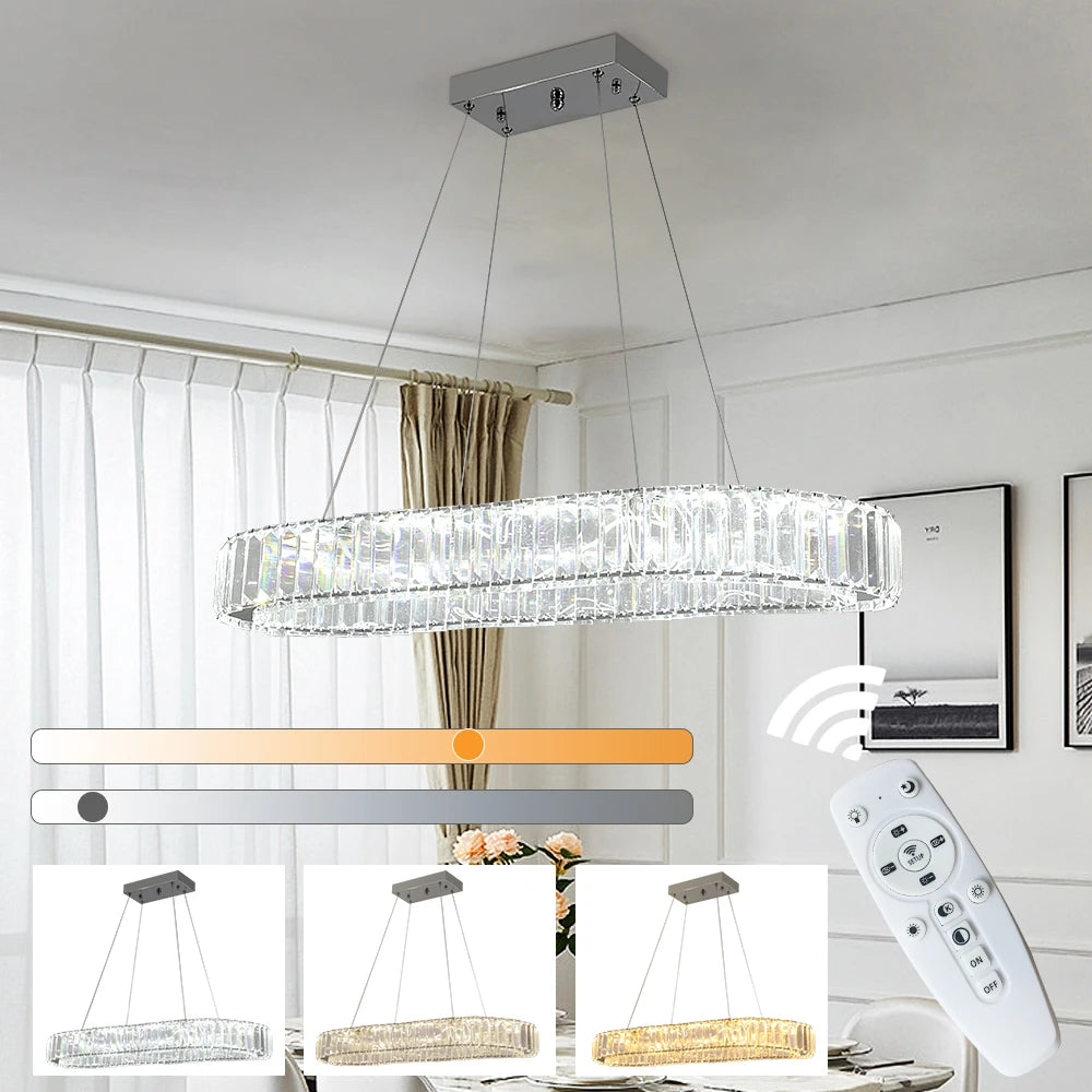  OVAL CRYSTAL CHANDELIER - ALDAWHOMES