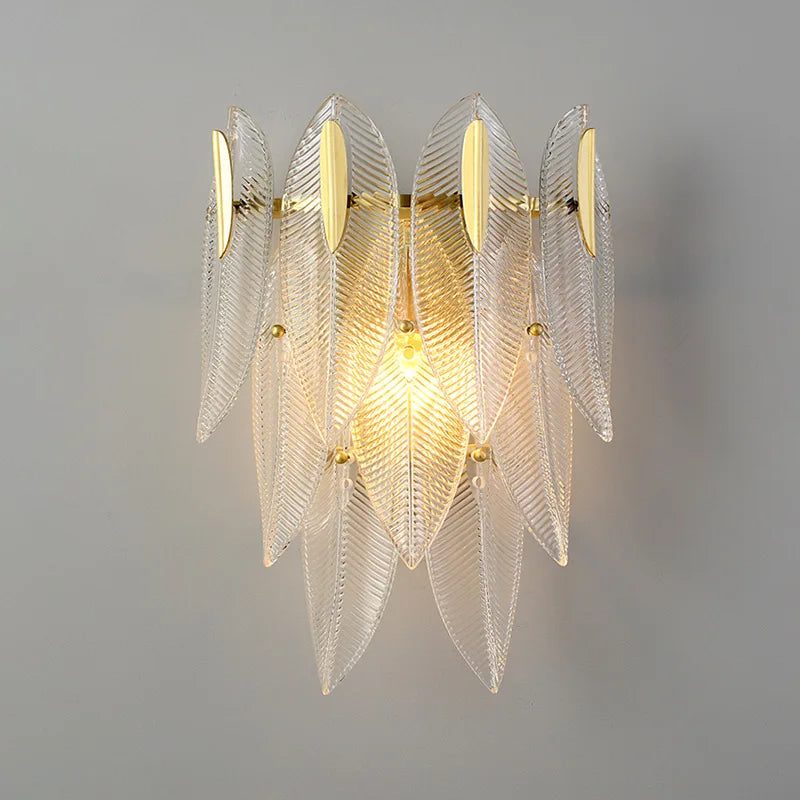 MODERN GLASS FEATHER WALL LAMP