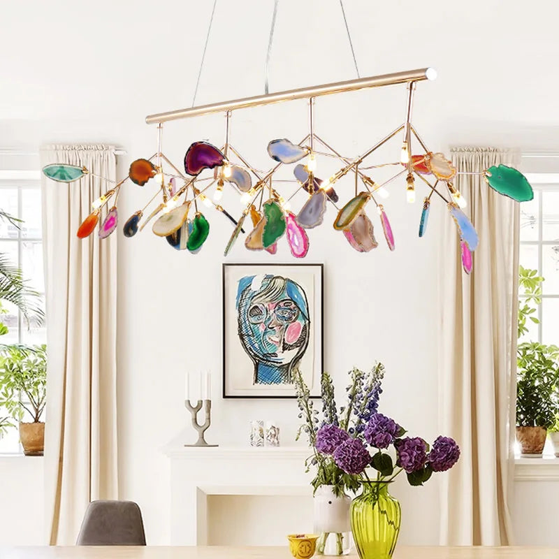COLORFUL NATURAL AGATE CHANDELIER