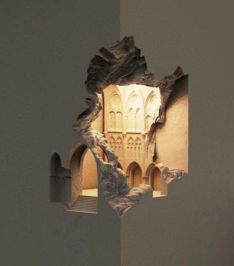 STAIRWAY CARVED WALL LIGHT
