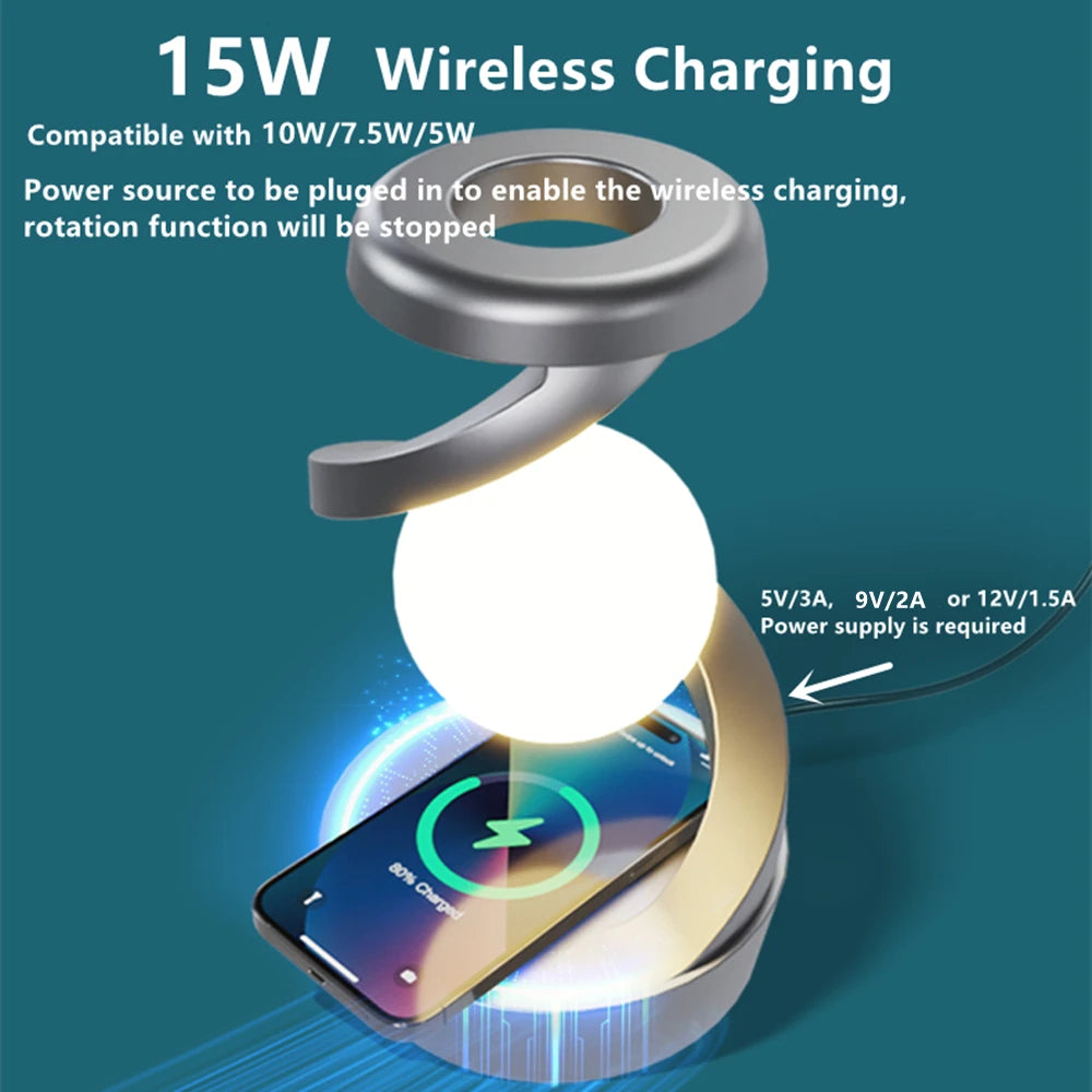 ROTATING MOON TABLE LIGHT ( WITH WIRELESS CHARGER )