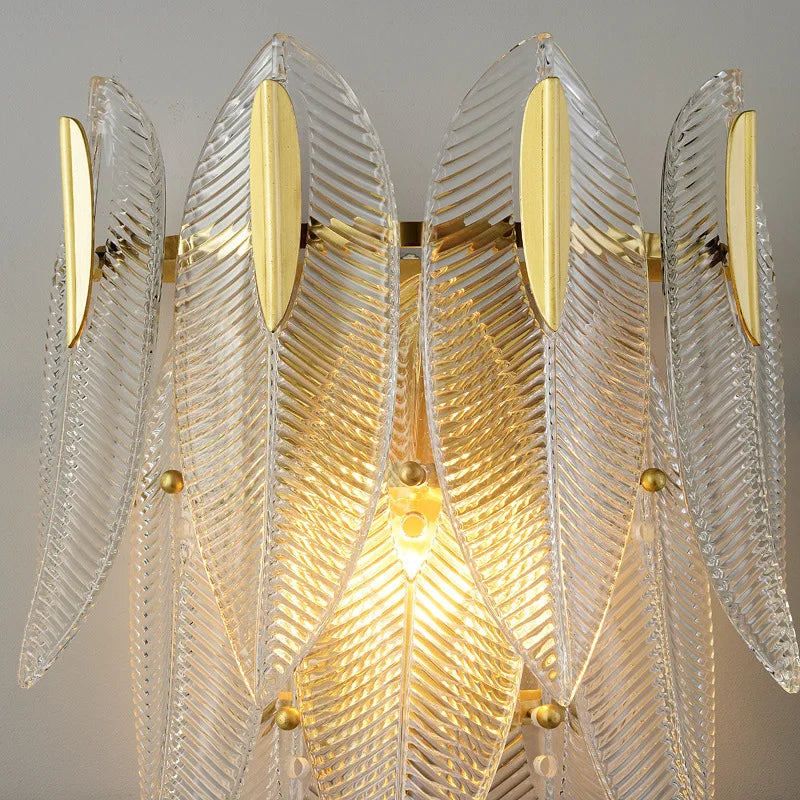 MODERN GLASS FEATHER WALL LAMP