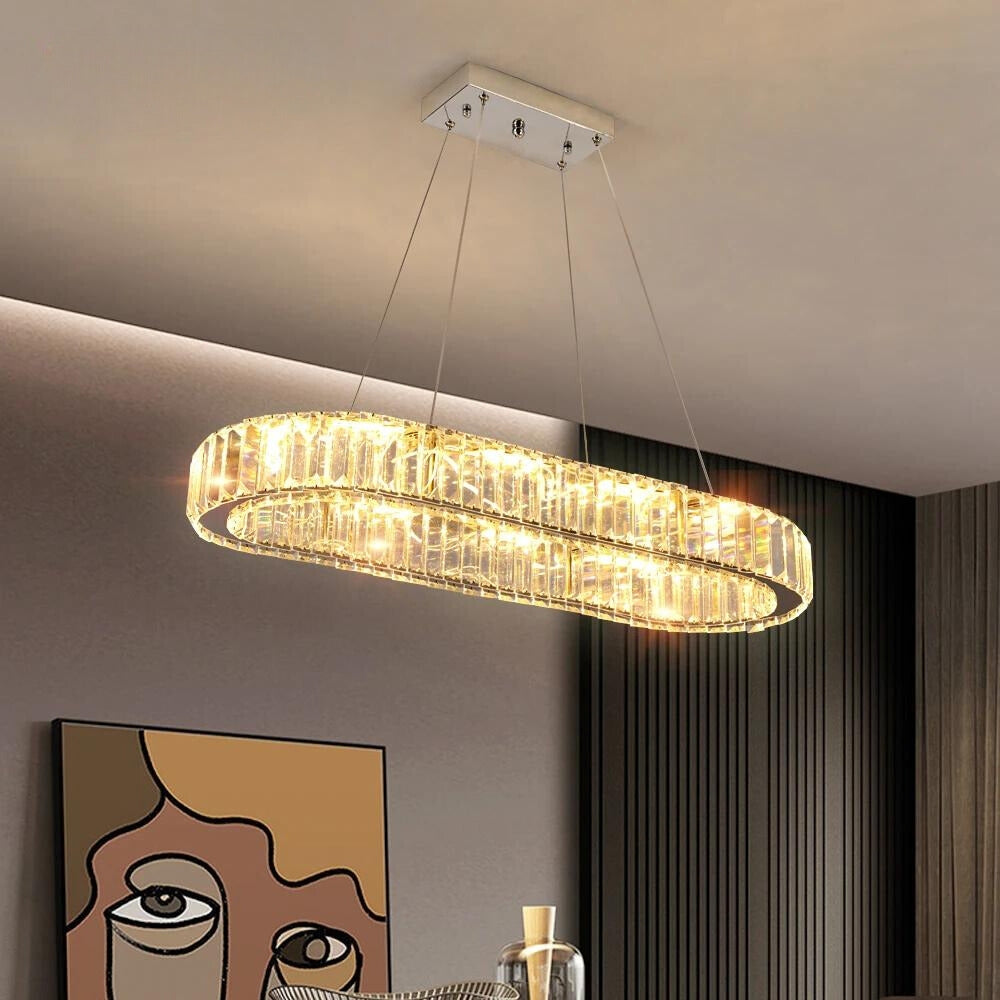  OVAL CRYSTAL CHANDELIER - ALDAWHOMES