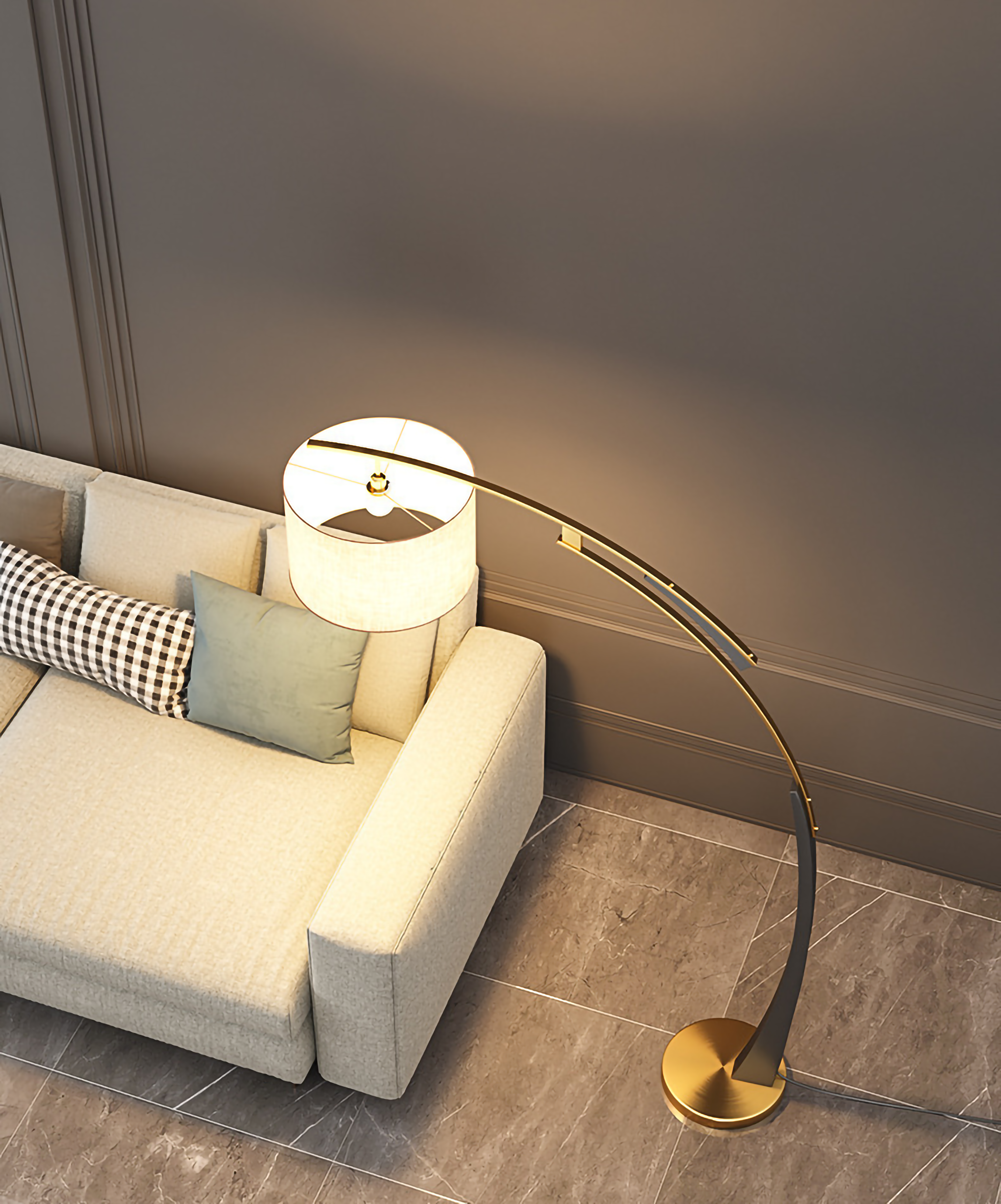 LOOM CURVED FLOOR LAMP - ALDAWHOMES