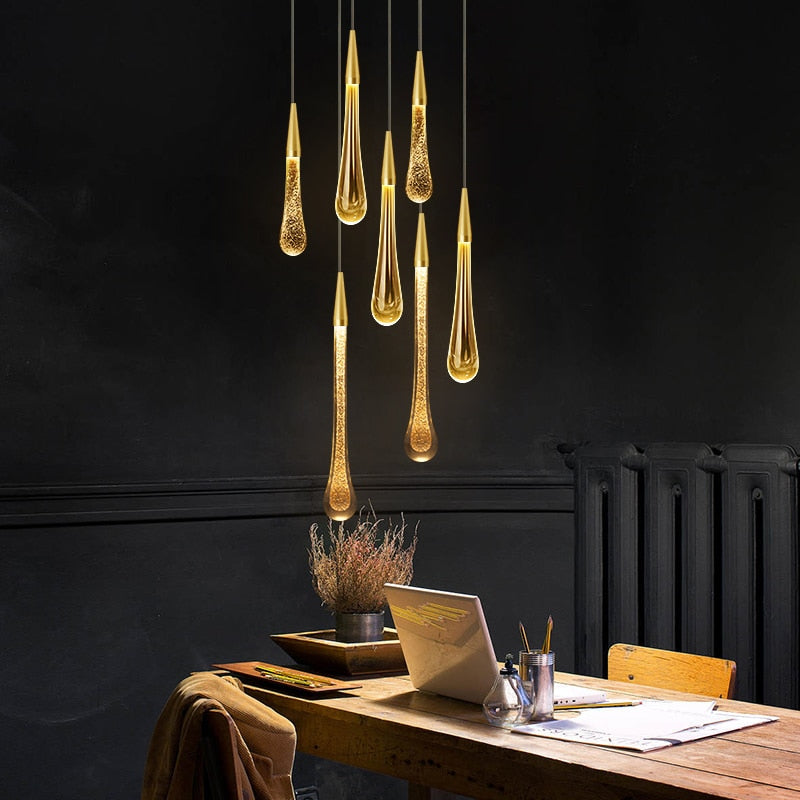 GOLDEN RAIN DROP PENDANT LIGHT - ALDAWHOMES